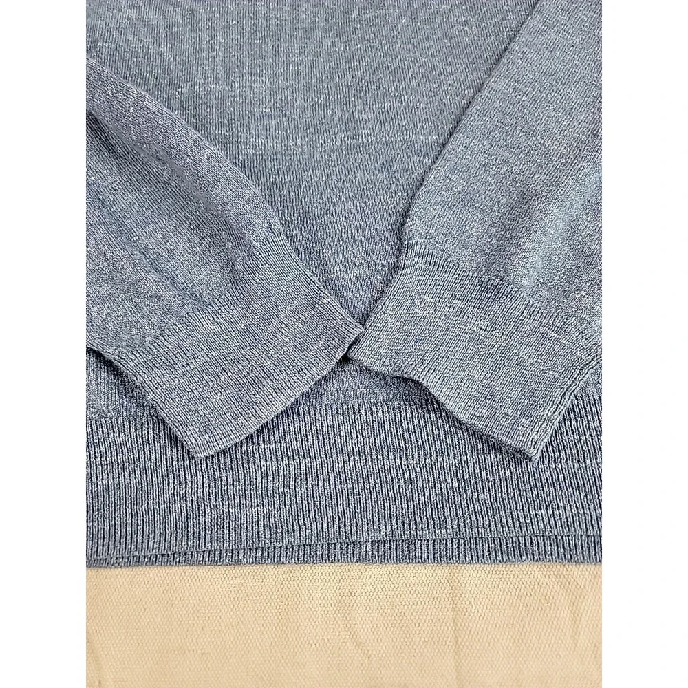 J.Crew V-Neck Sweater Mens XL Blue Marl Cotton C4611 Lightweight Ribbed Knit